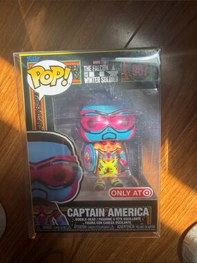 Funko Pop! Captain America Neon Blue Pink Yellow Exclusive
